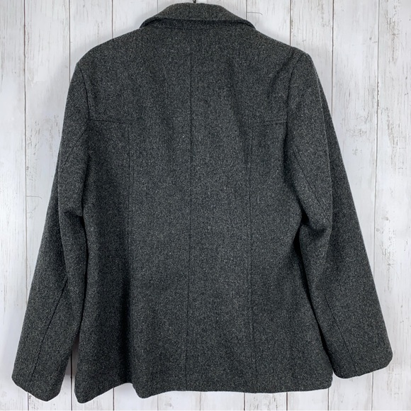 Izzi Collections Women's Pea Coat Size Large 100% Wool Single Breasted Gray - Picture 3 of 10